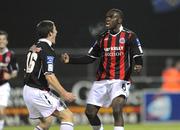 6 March 2009; Joseph Ndo, Bohemians, celebrates after scoring his side's first goal with team-mate Michael Daly, left. League of Ireland Premier Division, Dundalk v Bohemians, Oriel Park, Dundalk, Co. Louth. Photo by Sportsfile