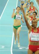 8 March 2009; Ireland's Mary Cullen crosses the finish line to finish 3rd in the Women's 3000m Final in a time of 8:48.47. European Indoor Athletics Championships, Oval Lingotto, Torino, Italy. Picture credit: Brendan Moran / SPORTSFILE