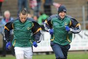 8 March 2009; Kerry's Tadhg Kennelly, right, warms up with Kieran Donaghy. Allianz GAA National Football League, Division 1, Round 3, Derry v Kerry, Sean De Bruin Park, Bellaghy, Co. Derry. Picture credit: Oliver McVeigh / SPORTSFILE