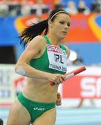8 March 2009; Ireland's Marian Andrews in action during the first leg of the Women's 4x400m Final, where Ireland finished in 4th place in a time of 3:36.82. European Indoor Athletics Championships, Oval Lingotto, Torino, Italy. Picture credit: Brendan Moran / SPORTSFILE