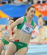 8 March 2009; Ireland's Gemma Hynes in action during the 3rd leg of the Women's 4x400m Final, where Ireland finished in 4th place in a time of 3:36.82. European Indoor Athletics Championships, Oval Lingotto, Torino, Italy. Picture credit: Brendan Moran / SPORTSFILE