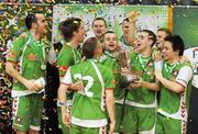8 March 2009; Cork City captain David Clancy celebrates with team-mates after victory over St. Patrick's Athletic. Futsal League of Ireland Final, St. Patrick's Athletic v Cork City. National Basketball Arena, Dublin. Picture credit: Stephen McCarthy / SPORTSFILE