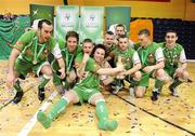 8 March 2009; The Cork City team celebrate their victory over St. Patrick's Athletic. Futsal League of Ireland Final, St. Patrick's Athletic v Cork City. National Basketball Arena, Dublin. Picture credit: Stephen McCarthy / SPORTSFILE