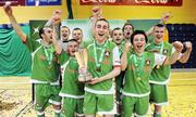 8 March 2009; Cork City captain David Clancy celebrates with team-mates after victory over St. Patrick's Athletic. Futsal League of Ireland Final, St. Patrick's Athletic v Cork City. National Basketball Arena, Dublin. Picture credit: Stephen McCarthy / SPORTSFILE