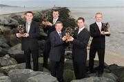 9 March 2009; AIB Provincial Football Player Award winners, from left, Alan Burke, Corofin, Connacht, Jason Stokes, Dromcollogher Broadford, Munster, Darren Magee, Kilmacud Crokes, Leinster, and Paul McKeown, Crossmaglen, Ulster with Billy Finn, AIB General Manager. Great South Wall, Dublin. Picture credit: Pat Murphy / SPORTSFILE