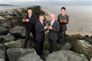 9 March 2009; AIB Provincial Hurling Player Award winners, from left, TJ Reid, Ballyhale Shamrocks, Leinster, John Mullane, De La Salle, Munster and Shane McNaughton, Cushendall, Ulster with Billy Finn, AIB General Manager. Great South Wall, Dublin. Picture credit: Pat Murphy / SPORTSFILE