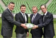 2 August 2015; Philip Browne, left, IRFU Chief Executive, with from left, Brian O'Driscoll, Irish Rugby legend and IRFU Bid Ambassador, An Taoiseach Enda Kenny TD, and Dick Spring, Chairman of the Rugby World Cup 2023 Oversight Board. Rugby World Cup 2023 Oversight Board Meeting. Aviva Stadium, Lansdowne Road, Dublin. Picture credit: Cody Glenn / SPORTSFILE