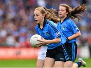 30 August 2015; Róisín Bailey, Ballyconnell NS, Tullow, Carlow, representing Dublin, in action during the Cumann na mBunscol INTO Respect Exhibition Go Games 2015 at Dublin v Mayo - GAA Football All-Ireland Senior Championship Semi-Final. Croke Park, Dublin. Picture credit: Ramsey Cardy / SPORTSFILE