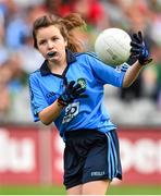 30 August 2015; Edel Beirne, Ballyfeeney NS, Strokestown, Roscommon, representing Dublin, in action during the Cumann na mBunscol INTO Respect Exhibition Go Games 2015 at Dublin v Mayo - GAA Football All-Ireland Senior Championship Semi-Final. Croke Park, Dublin. Picture credit: Ramsey Cardy / SPORTSFILE