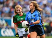 30 August 2015; Katie Kehoe, Horeswood NS, Campile, New Ross, Wexford, representing Dublin, in action during the Cumann na mBunscol INTO Respect Exhibition Go Games 2015 at Dublin v Mayo - GAA Football All-Ireland Senior Championship Semi-Final. Croke Park, Dublin. Picture credit: Ramsey Cardy / SPORTSFILE