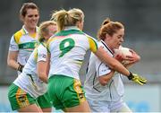 5 September 2015; Aisling Holton, Kildare, in action against Tresa McManus, 9, Nicole Farrelly and Michelle Guinan, left, Offaly. TG4 Ladies Football All-Ireland Intermediate Championship Semi-Final, Kildare v Offaly. Parnell Park, Dublin. Picture credit: Piaras Ó Mídheach / SPORTSFILE