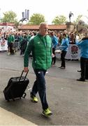 5 September 2015; Ireland captain Paul O'Connell arrives ahead of the game. Rugby World Cup Warm-Up Match, England v Ireland. Twickenham Stadium, London, England. Picture credit: Brendan Moran / SPORTSFILE