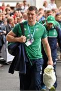 5 September 2015; Ireland's Peter O'Mahony arrives ahead of the game. Rugby World Cup Warm-Up Match, England v Ireland. Twickenham Stadium, London, England. Picture credit: Brendan Moran / SPORTSFILE