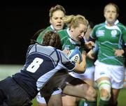 13 March 2009; Jeannette Feighery, Ireland, is tackled by Susie Brown, Scotland. Women's 6 Nations Rugby Championship, Scotland v Ireland, Meggetland, Edinburgh, Scotland. Picture credit: Brendan Moran / SPORTSFILE