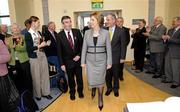 13 March 2009; President Mary McAleese receives a standing ovation as she arrives at the GAA 125 Years History Conference. The conference entitled, 'For Community, Club, County and Country', is a celebration of 125 years of GAA history. Cardinal Ó Fiaich Library & Archive, Armagh. Picture credit: Oliver McVeigh / SPORTSFILE