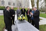 13 March 2009; GAA President Nickey Brennan, right, and Ulster GAA President Tom Daly, left, lay a wreath on the grave of Cardinal Ó Fiaich, at St Patricks Cathederal, Armagh, before the start of the GAA 125 Years History Conference. The conference entitled, 'For Community, Club, County and Country', is a celebration of 125 years of GAA history. Cardinal Ó Fiaich Library & Archive, Armagh. Picture credit: Oliver McVeigh / SPORTSFILE