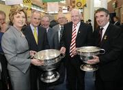 13 March 2009; President Mary McAleese, her husband Dr. Martin McAleese, with Cuthbert Donnelly, Tyrone, Ulster GAA President Tom Daly with the Sam Maguire cup and Tom Markham cup, during the GAA 125 Years History Conference. The conference entitled, 'For Community, Club, County and Country', is a celebration of 125 years of GAA history. Cardinal Ó Fiaich Library & Archive, Armagh. Picture credit: Oliver McVeigh / SPORTSFILE