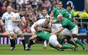 5 September 2015; Chris Robshaw, England, is tackled by Rory Best and Paul O'Connell, right, Ireland. Rugby World Cup Warm-Up Match, England v Ireland. Twickenham Stadium, London, England. Picture credit: Brendan Moran / SPORTSFILE