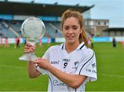 5 September 2015;  Aisling Holton, Kildare, with the LGFA / TG4 Player of the Match award after the game. TG4 Ladies Football All-Ireland Intermediate Championship Semi-Final, Kildare v Offaly. Parnell Park, Dublin. Picture credit: Piaras Ó Mídheach / SPORTSFILE