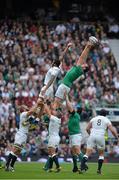 5 September 2015; Devin Toner, Ireland, takes the ball in the lineout against Courtney Lawes, England. Rugby World Cup Warm-Up Match, England v Ireland. Twickenham Stadium, London, England. Picture credit: Matt Browne / SPORTSFILE