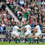5 September 2015; Paul O'Connell, Ireland, takes the ball in the lineout against England. Rugby World Cup Warm-Up Match, England v Ireland. Twickenham Stadium, London, England. Picture credit: Matt Browne / SPORTSFILE
