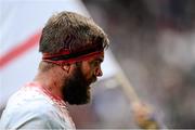 5 September 2015; Geoff Parling, England, leaves the pitch with a blood injury. Rugby World Cup Warm-Up Match, England v Ireland. Twickenham Stadium, London, England. Picture credit: Brendan Moran / SPORTSFILE