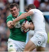 5 September 2015; Peter O'Mahony, Ireland, is tackled by George Ford, England. Rugby World Cup Warm-Up Match, England v Ireland. Twickenham Stadium, London, England. Picture credit: Brendan Moran / SPORTSFILE