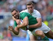 5 September 2015; Dave Kearney, Ireland, is tackled by George Ford, England. Rugby World Cup Warm-Up Match, England v Ireland. Twickenham Stadium, London, England. Picture credit: Matt Browne / SPORTSFILE