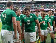 5 September 2015; Ireland players, including, Donnacha Ryan, Jared Payne, Ian Madigan and Robbie Henshaw, leave the pitch after the game. Rugby World Cup Warm-Up Match, England v Ireland. Twickenham Stadium, London, England. Picture credit: Brendan Moran / SPORTSFILE