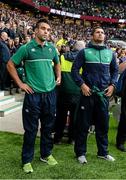 5 September 2015; Ireland's Conor Murray, left, and Rob Kearney look on after the game. Rugby World Cup Warm-Up Match, England v Ireland. Twickenham Stadium, London, England. Picture credit: Brendan Moran / SPORTSFILE