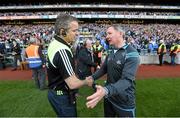5 September 2015; Dublin manager Jim Gavin with Mayo joint manager Noel Connelly after the game. GAA Football All-Ireland Senior Championship Semi-Final Replay, Dublin v Mayo. Croke Park, Dublin. Picture credit: Stephen McCarthy / SPORTSFILE