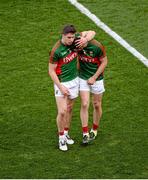 5 September 2015; Lee Keegan, left, and Keith Higgins, Mayo, dejectedly leave the field after the game. GAA Football All-Ireland Senior Championship Semi-Final Replay, Dublin v Mayo. Croke Park, Dublin. Picture credit: Dáire Brennan / SPORTSFILE