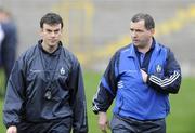 15 March 2009; Monaghan manager Seamus McEnaney, right, and his assistant Martin McElkennon come off the field after the game. Allianz GAA National Football League, Division 2, Round 4, Monaghan v Kildare, St Tighearnach's Park, Clones, Co. Monaghan. Picture credit: Oliver McVeigh / SPORTSFILE *** Local Caption ***