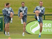 6 September 2015; Republic of Ireland Players, from left, Stephen Ward, John O'Shea and Glen Whelan during squad training. Abbotstown, Co. Dublin. Picture credit: Sam Barnes / SPORTSFILE