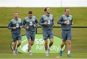 6 September 2015; Republic of Ireland players, from left, Adam Rooney, Stephen Ward, John O'Shea and Glen Whelan during squad training. Abbotstown, Co. Dublin. Picture credit: Sam Barnes / SPORTSFILE