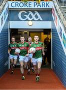 5 September 2015; Keith Higgins, Mayo, leads out the Mayo team ahead of the game. GAA Football All-Ireland Senior Championship Semi-Final Replay, Dublin v Mayo. Croke Park, Dublin. Picture credit: Stephen McCarthy / SPORTSFILE