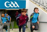 6 September 2015; Galway's Ian O'Brien, left, and Tipperary's Alan Tynan, right, make their way out for the pitch walk ahead of the game. Electric Ireland GAA Hurling All-Ireland Minor Championship Final, Galway v Tipperary, Croke Park, Dublin. Picture credit: Diarmuid Greene / SPORTSFILE