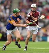 6 September 2015; Jack Coyne, Galway, in action against Brian McGrath, Tipperary. Electric Ireland GAA Hurling All-Ireland Minor Championship Final, Galway v Tipperary. Croke Park, Dublin. Picture credit: Stephen McCarthy / SPORTSFILE