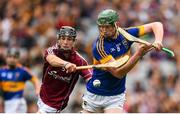6 September 2015; Stephen Quirke, Tipperary, in action against Caelom Mulry, Galway. Electric Ireland GAA Hurling All-Ireland Minor Championship Final, Galway v Tipperary. Croke Park, Dublin. Picture credit: Stephen McCarthy / SPORTSFILE