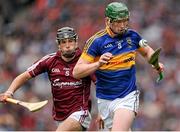 6 September 2015; Stephen Quirke, Tipperary, in action against Caelom Mulry, Galway. Electric Ireland GAA Hurling All-Ireland Minor Championship Final, Galway v Tipperary, Croke Park, Dublin. Picture credit: Seb Daly / SPORTSFILE