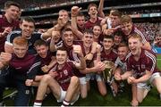 6 September 2015; The Galway players celebrate with the Irish Press cup. Electric Ireland GAA Hurling All-Ireland Minor Championship Final, Galway v Tipperary, Croke Park, Dublin. Picture credit: Stephen McCarthy / SPORTSFILE