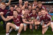 6 September 2015; Galway players celebrate with the Irish Press cup. Electric Ireland GAA Hurling All-Ireland Minor Championship Final, Galway v Tipperary, Croke Park, Dublin. Picture credit: Stephen McCarthy / SPORTSFILE