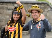 6 September 2015; Kilkenny supporters Shannon Rai and David O'Neill, from Thomastown, Co. Kilkenny, on their way to the game. Supporters at GAA Hurling All-Ireland Minor and Senior Finals, Croke Park, Dublin. Picture credit: Cody Glenn / SPORTSFILE