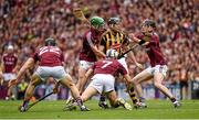 6 September 2015; Walter Walsh, Kilkenny, under pressure from Galway players, from left, David Collins, Daithi Burke, David Burke and Padraig Mannion. GAA Hurling All-Ireland Senior Championship Final, Kilkenny v Galway, Croke Park, Dublin. Picture credit: Ray McManus / SPORTSFILE