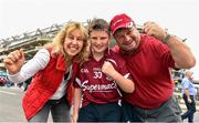 6 September 2015; Galway supporters, left to right, Mary Dolan, Tom McDonald, age 12, and Iain McDonald, from Knocknacarra, Co. Galway, on their way to the game. Supporters at GAA Hurling All-Ireland Minor and Senior Finals, Croke Park, Dublin. Picture credit: Cody Glenn / SPORTSFILE