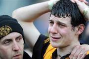 17 March 2009; Jamie Clarke, Crossmaglen Rangers, is comforted by club-mate Sean McMahon after the game. AIB All-Ireland Senior Club Football Championship Final, Crossmaglen Rangers, Co. Armagh, v Kilmacud Crokes, Dublin. Croke Park, Dublin. Picture credit: Ray McManus / SPORTSFILE