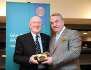 17 March 2009; Peter Sherry, Monaghan, is presented with a GAA President's Award by GAA President Nickey Brennan. Presentation of the GAA President’s Awards 2008. Croke Park, Dublin. Picture credit: Ray McManus / SPORTSFILE