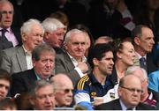 6 September 2015; Former Taoiseach Bertie Ahern and his brother Maurice, left, await the start of the game. Supporters at GAA Hurling All-Ireland Minor and Senior Finals, Croke Park, Dublin. Picture credit: Stephen McCarthy / SPORTSFILE