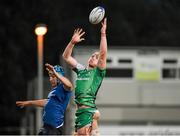 4 September 2015; Cillian Gallagher, Connacht, takes the ball in the lineout against Will Connors, Leinster. U20 Interprovincial Rugby Championship, Round 1, Leinster v Connacht. Donnybrook Stadium, Donnybrook, Dublin. Picture credit: Matt Browne / SPORTSFILE