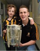 7 September 2015; Kilkenny's Lester Ryan and his cousin Daniel Ryan, age 8, from Lyrath, with the Liam MacCarthy Cup during a visit from the GAA Hurling All-Ireland Champions Kilkenny to Our Lady's Children's Hospital, Crumlin, Dublin. Picture credit: Stephen McCarthy / SPORTSFILE